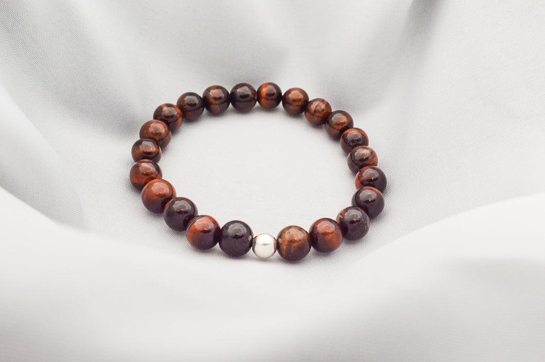 Red Tiger Eye with Silver